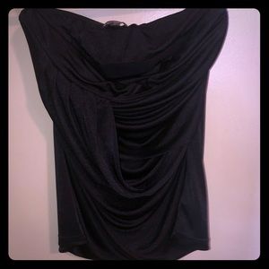 Express- silky black strapless top. Size Small.